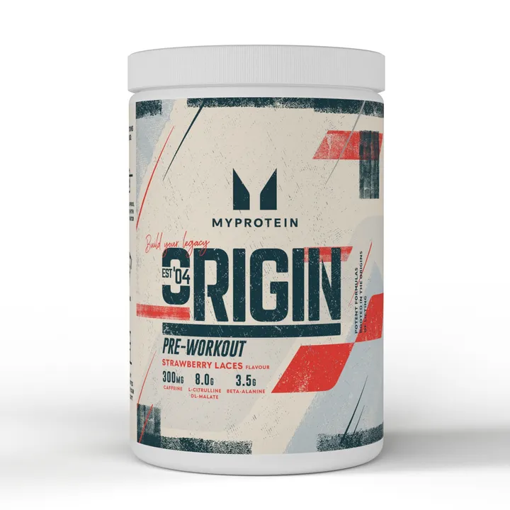 Officiële productfoto van Myprotein Origin Pre-Workout Blauwe Framboos.